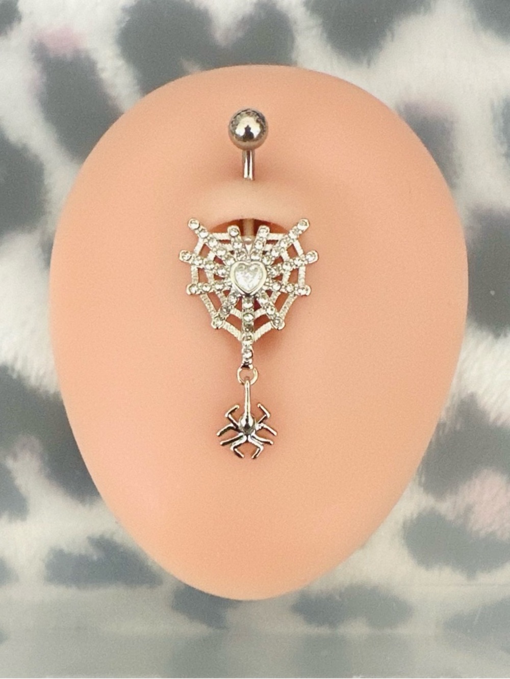 Belly Ring Barbell New Spiderweb Heart Body Jewelry